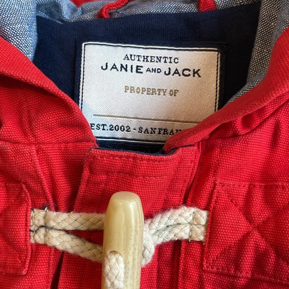 Janie and Jack nautical hooded coat canvas toggle and zipper closure size 5-6 - Picture 2 of 4